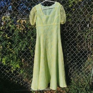 Vintage 60s 70s Puff Sleeve Floral Prairie Maxi Dress Cottagecore 1960 1970